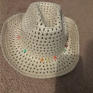 Kids Straw Cowboy Hat with Colorful Beads